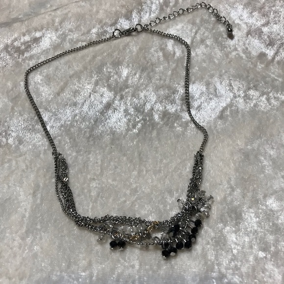 FREE Maurices Silver Beaded Necklace Clear Black Bead EUC Multi Layered Everyday - Picture 2 of 4